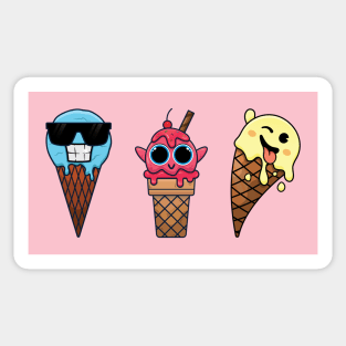 Happy, cool, and wink ice cream emotes Sticker